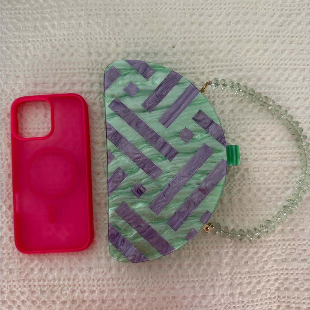 Anthropologie Mint Green and Lavender Clutch - Picture 5 of 6